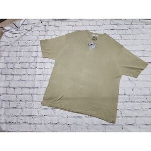 VTG Cumran Men Shirt XL Khaki Textured 100 Silk Shiny Minimal Basic Sheer Drapes